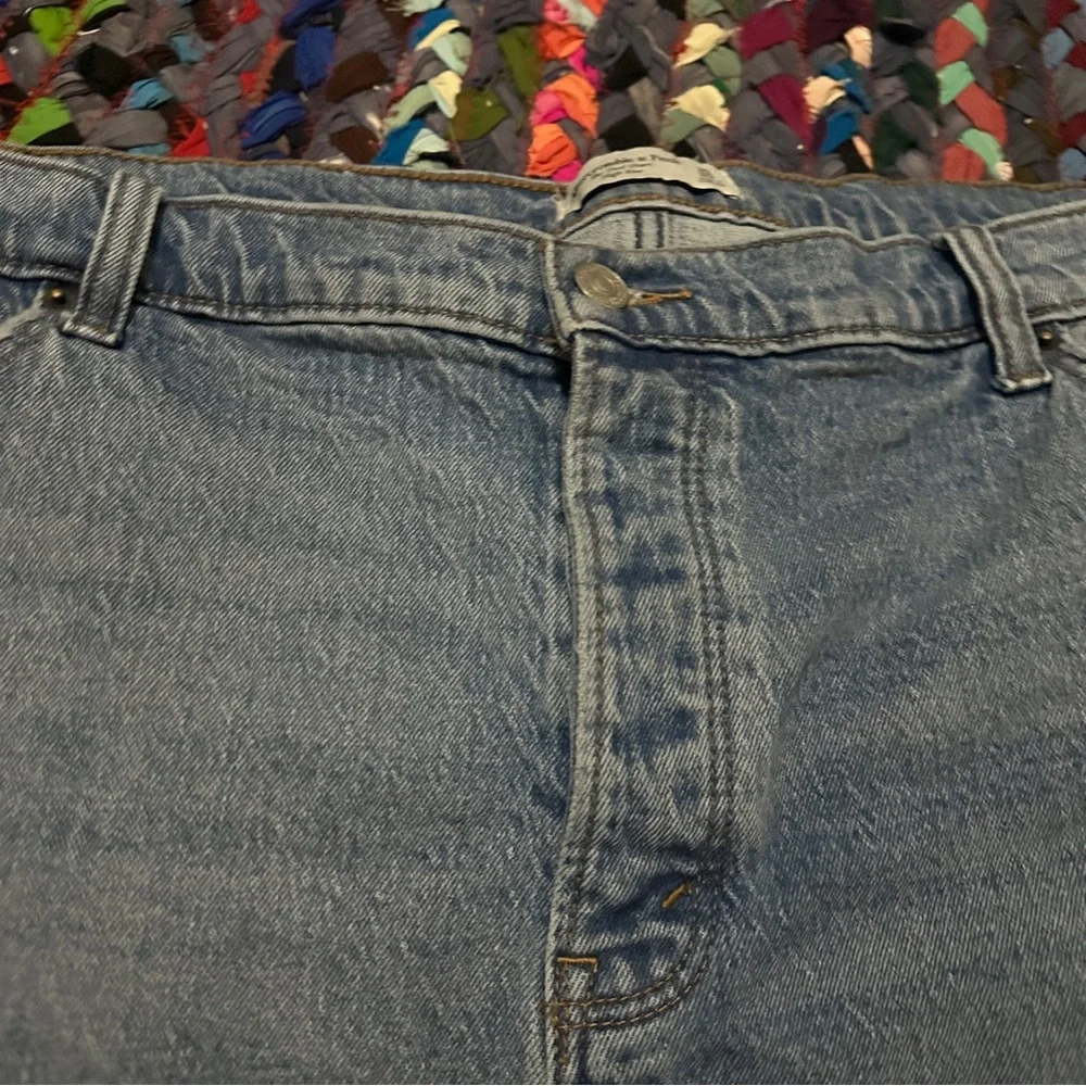 Abercrombie & Fitch Blue Jean The Dad Short High Rise Womens Plus Size 20 Frayed